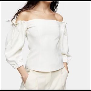 Topshop off shoulder Ivory blouse size US 8